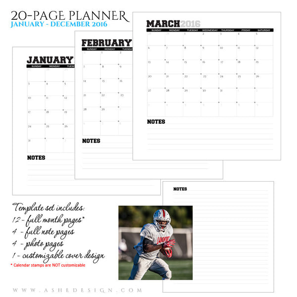 Ashe Design | Photo Book Soft Cover 8x8 | Monthly Planner Set | Team Spirit 2016