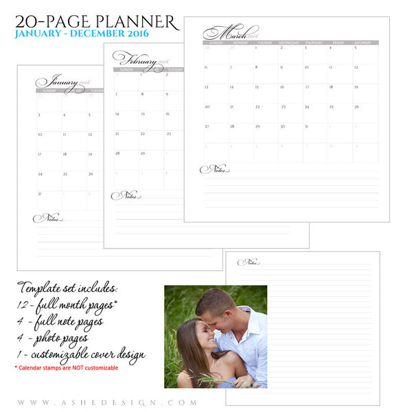 Ashe Design | Photo Book Soft Cover 8x8 | Monthly Planner Pages 2016 | I Do
