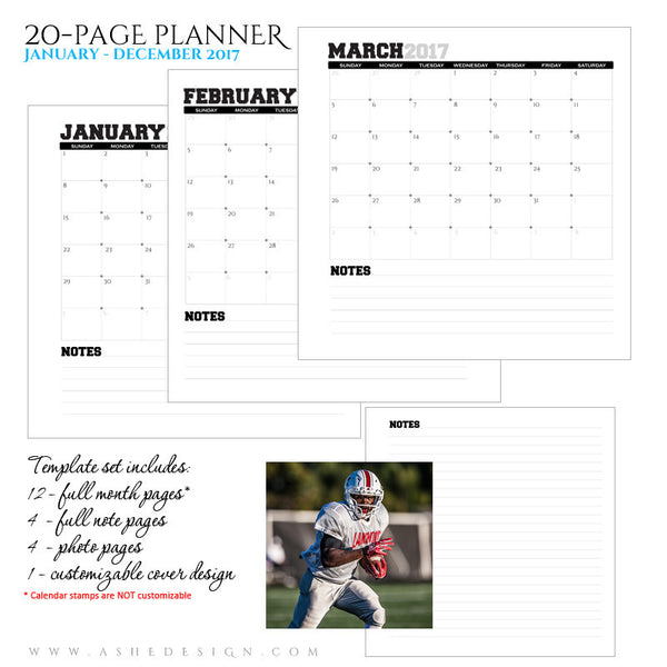 Ashe Design | Photo Book Soft Cover 8x8 | Monthly Planner Pages 2017 | Team Spirit