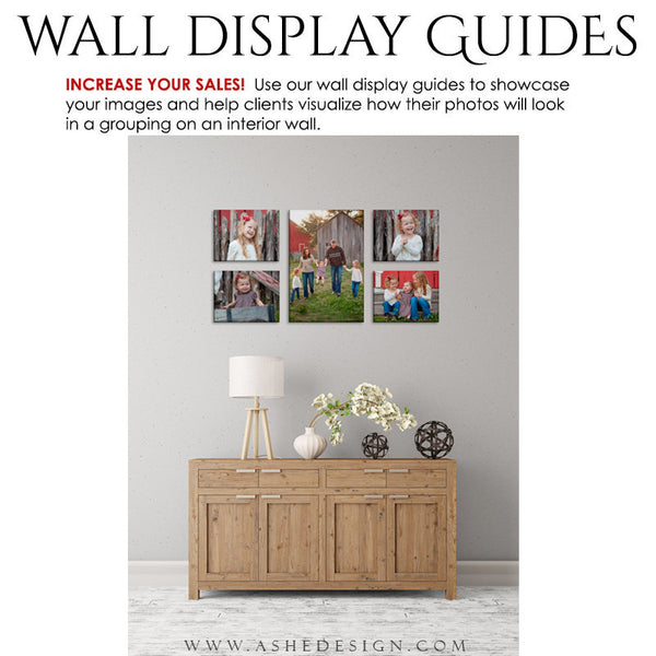 Ashe Design | Photography Wall Display Guides | 5 Images | Photoshop Templates
