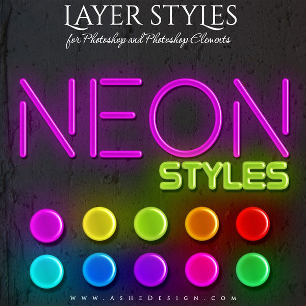 Ashe Design | Photoshop Layer Styles | Neon