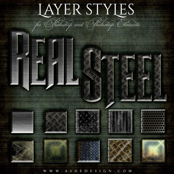Ashe Design | Photoshop Layer Styles | Real Steel